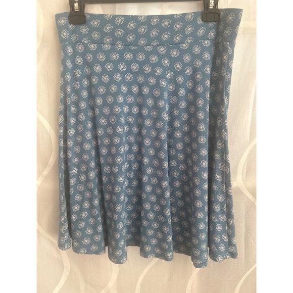 Loft, Light Blue Mini Skirt With White Floral Bursts, Size Small - Picture 2 of 6